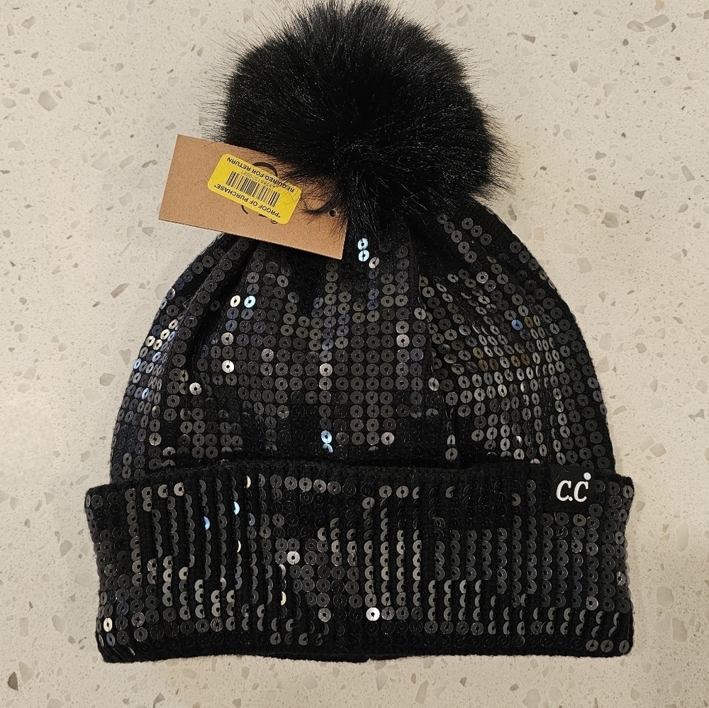 New C.C Women's Beanie with Pom Pom